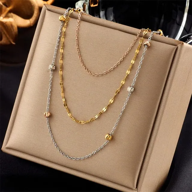 Waterproof Necklaces Dragonfly Sunflower Double Strands Stainless Steel Gold PVD Ali Express Bracelets