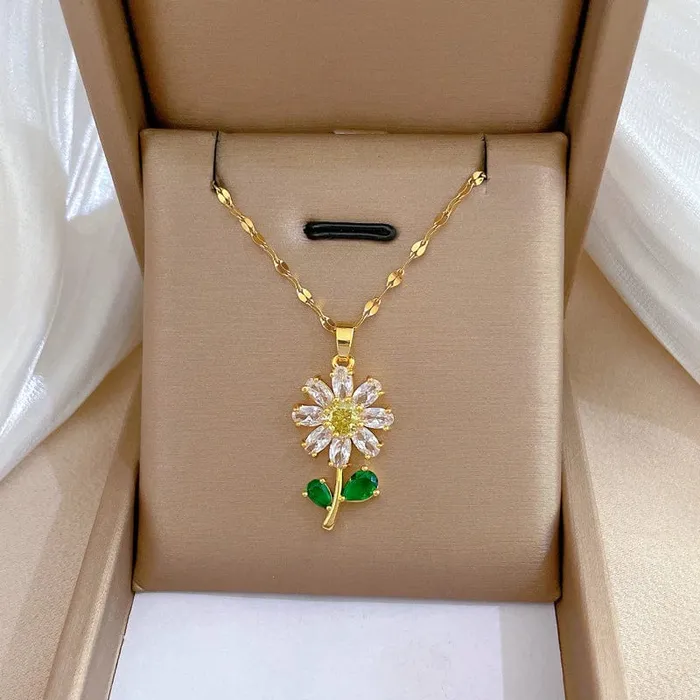 Waterproof Necklaces Dragonfly Sunflower Double Strands Stainless Steel Gold PVD Ali Express Bracelets