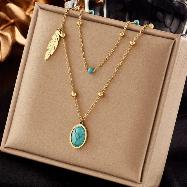 Waterproof Necklaces Dragonfly Sunflower Double Strands Stainless Steel Gold PVD Ali Express Bracelets