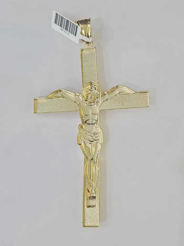 10K Yellow Gold Crucifix Cross Pendant Jesus Christ Charm Women Men globalwatches10 Necklaces