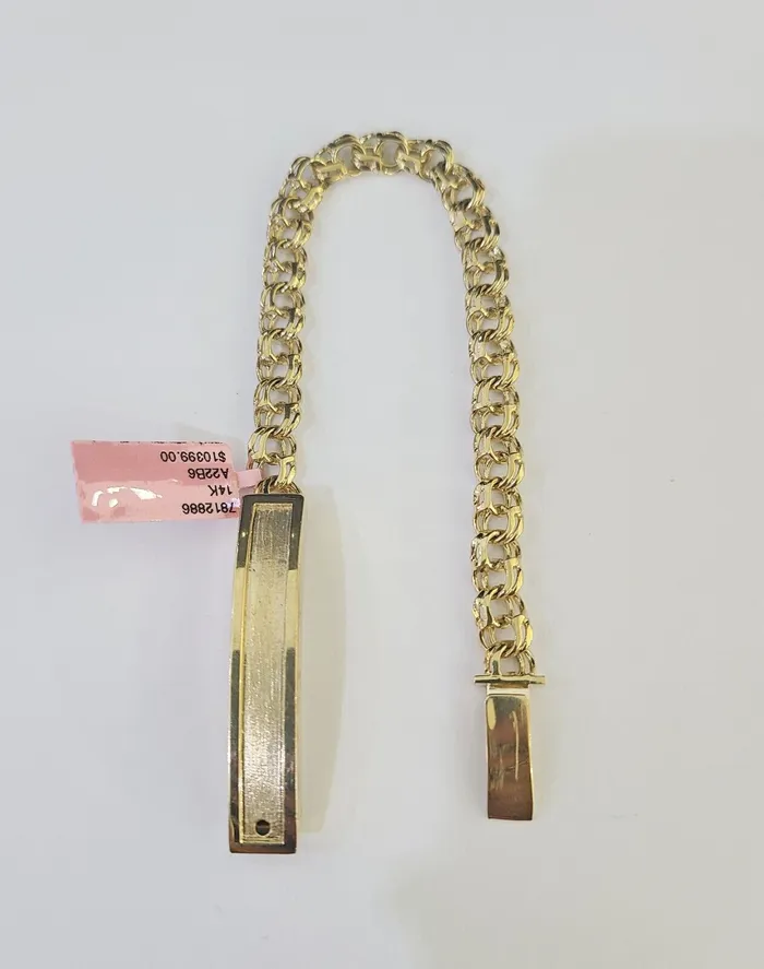 14k Chino ID Bracelet Yellow Gold Size 8 Inches Box Lock Real 14kt Globalwatches10 Bracelets