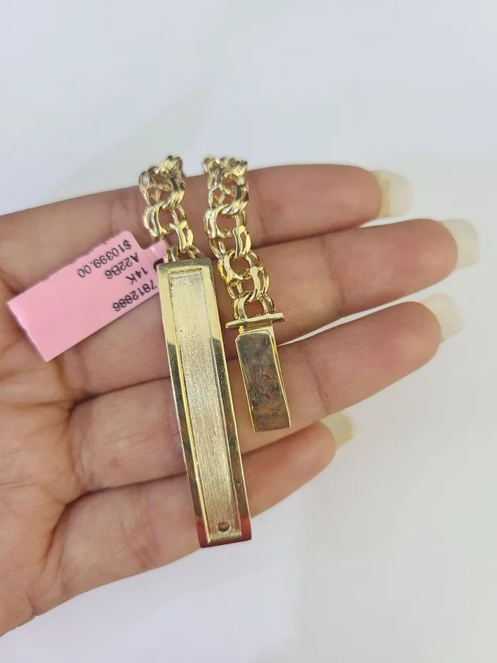 14k Chino ID Bracelet Yellow Gold Size 8 Inches Box Lock Real 14kt Globalwatches10 Bracelets