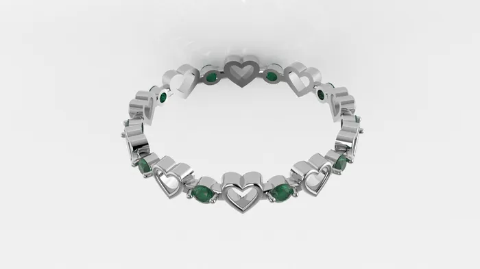14K Gold Ring with 10 Emeralds STT 2Prong Heart Style Jcm 21 jewelry Rings