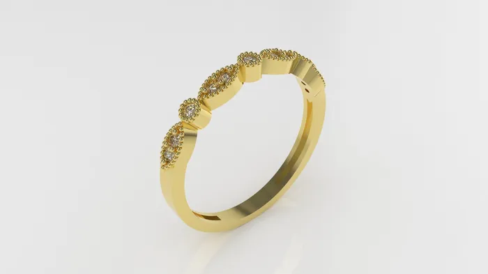 14K Gold Ring with 11 Diamonds STT Prong and Bezel Filigree JCM DESIGN JEWELRY Rings