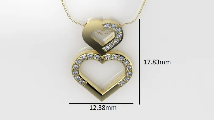 14K Pendant with 23 Diamond 1mm VS1 each includes 18 inch chain two hearts JCM DESIGN JEWELRY Necklaces