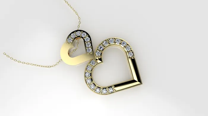 14K Pendant with 23 Diamond 1mm VS1 each includes 18 inch chain two hearts JCM DESIGN JEWELRY Necklaces