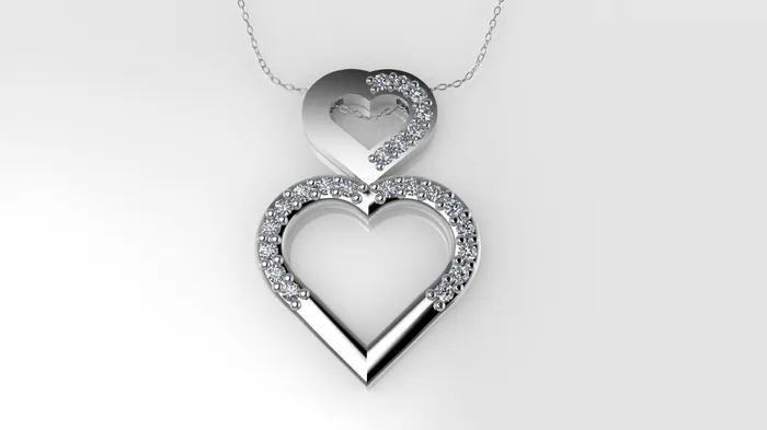 14K Pendant with 23 Diamond 1mm VS1 each includes 18 inch chain two hearts JCM DESIGN JEWELRY Necklaces