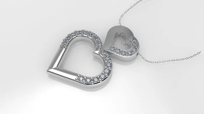 14K Pendant with 23 Diamond 1mm VS1 each includes 18 inch chain two hearts JCM DESIGN JEWELRY Necklaces