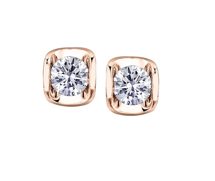 14kt Rose Gold 025cttw Canadian Diamond Stud Earrings I Am Canadian Earrings