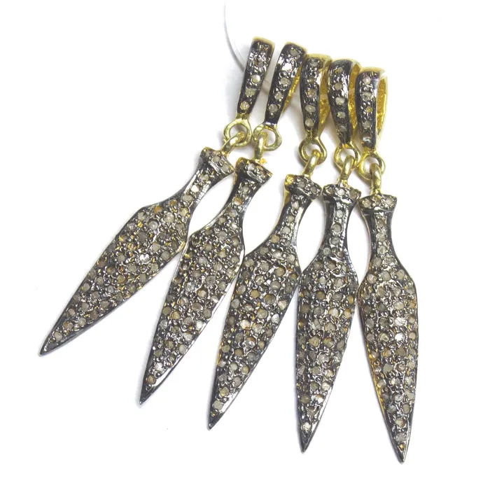 1pc Pave Diamond Designer Arrowhead Charm 925 Sterling Silver Gold Vermeil Charm Pendant 40mmx06mm Beads Supplies USA Charm Necklaces 1pc Pave Diamond Designer Arrowhead Charm 925 Sterling Silver Gold Vermeil Charm Pendant 40mmx06mm Beads Supplies USA Charm Necklaces