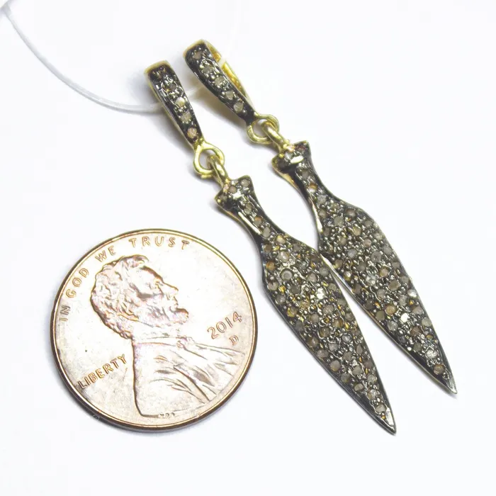 1pc Pave Diamond Designer Arrowhead Charm 925 Sterling Silver Gold Vermeil Charm Pendant 40mmx06mm Beads Supplies USA Charm Necklaces