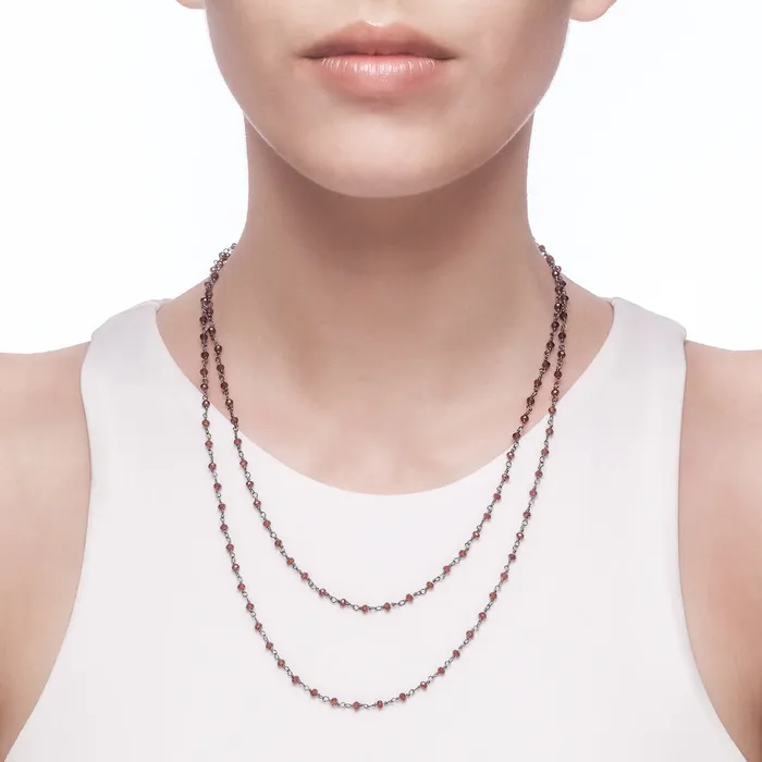 Argentum Long Necklace Red Garnet Black Rhodium Plated Silver Spirito Rosa Necklaces Argentum Long Necklace Red Garnet Black Rhodium Plated Silver Spirito Rosa Necklaces