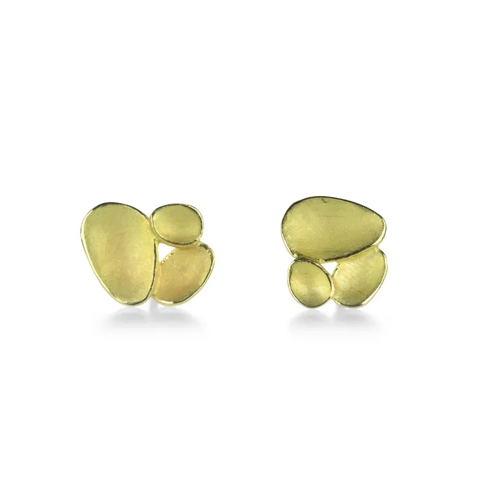 Barbara Heinrich Earrings 18 Triple Shell Cluster Stud Earrings