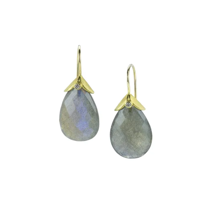 Barbara Heinrich Earrings Faceted Pear Shaped Labradorite Earrings