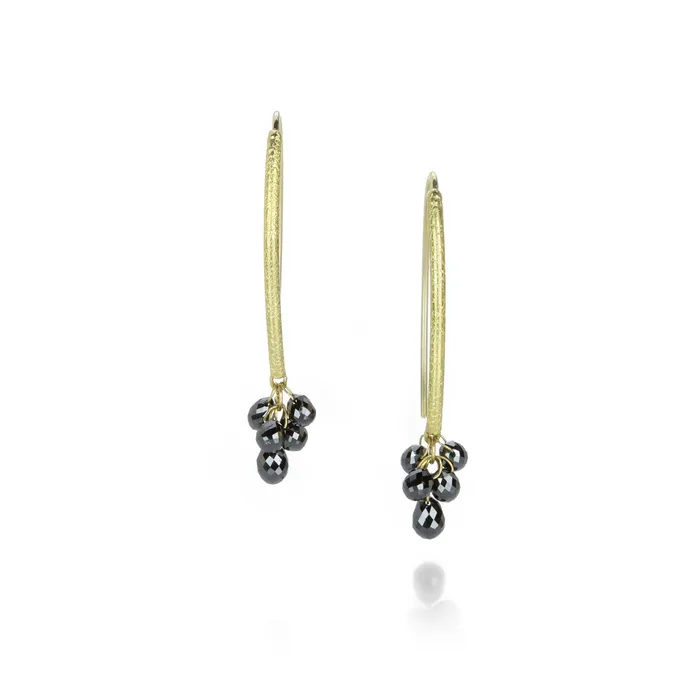 Barbara Heinrich Navette Earrings with Black Diamond Briolettes Earrings