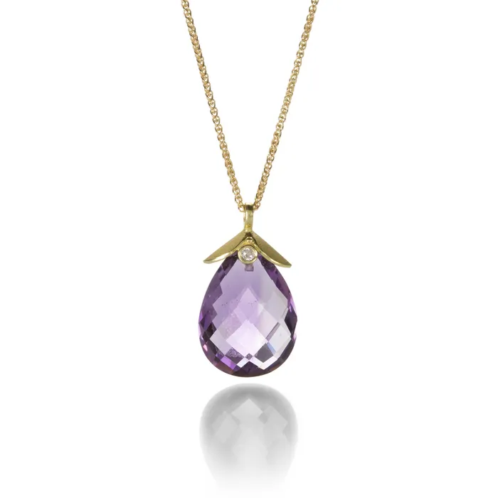 Barbara Heinrich Necklaces Faceted Pear Shaped Amethyst Necklace