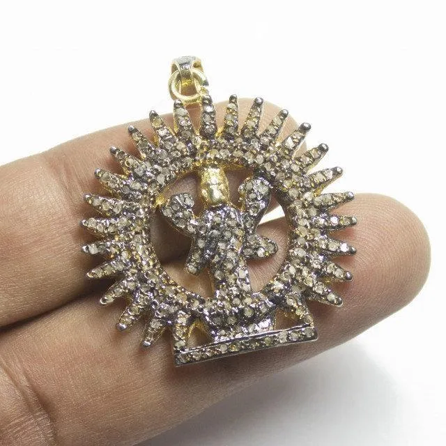 Beads Supplies USA Necklaces 1pc Laxmi God Pave Diamond 925 Sterling Silver Gold Vermeil Charm Pendant 42mm x 33mm Beads Supplies USA Necklaces 1pc Laxmi God Pave Diamond 925 Sterling Silver Gold Vermeil Charm Pendant 42mm x 33mm