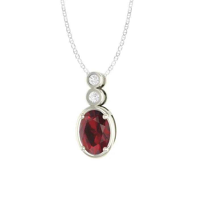 Birthstones Necklaces 10kt White Gold Garnet And Diamond Pendant
