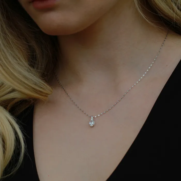 Birthstones Necklaces 10kt White Gold Garnet And Diamond Pendant