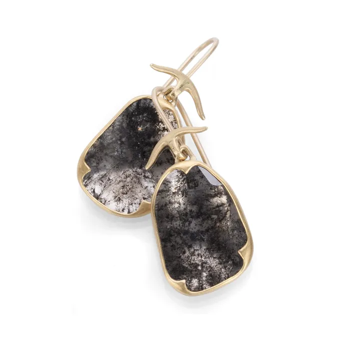 Black Lacy Diamond Slab Earrings Gabriella Kiss Earrings