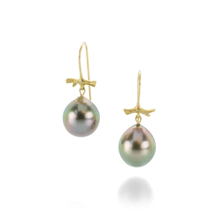 Black Tahitian Pearl Earrings Annette Ferdinandsen Earrings