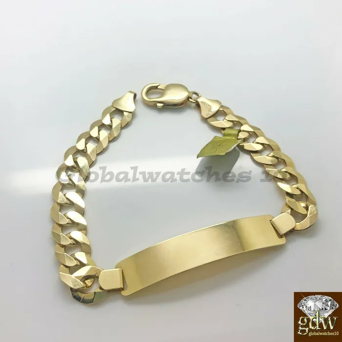 Bracelets Gold and Diamond 14k Men Yellow Gold Cuban Link Bracelet 9 Inch Strong Link Lobster Lock Real Bracelets Gold and Diamond 14k Men Yellow Gold Cuban Link Bracelet 9 Inch Strong Link Lobster Lock Real