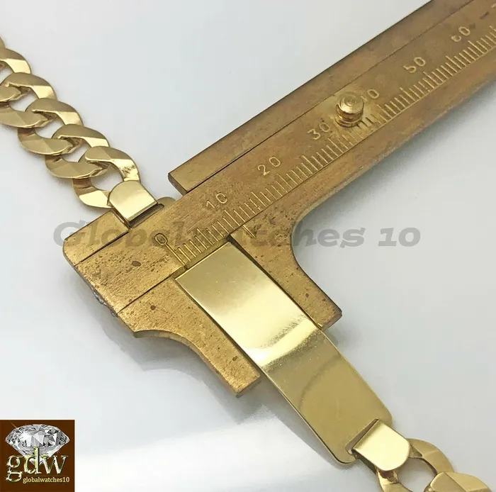 Bracelets Gold and Diamond 14k Men Yellow Gold Cuban Link Bracelet 9 Inch Strong Link Lobster Lock Real
