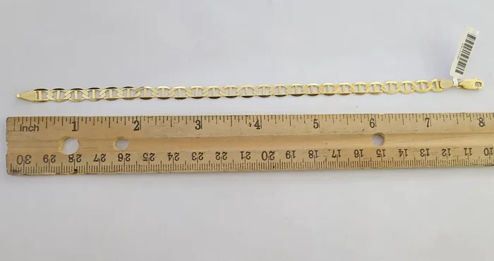 Bracelets Gold and Diamond REAL 10k Yellow Gold Bracelet 6mm Anchor Mariner 8 Inch Lobster Lock