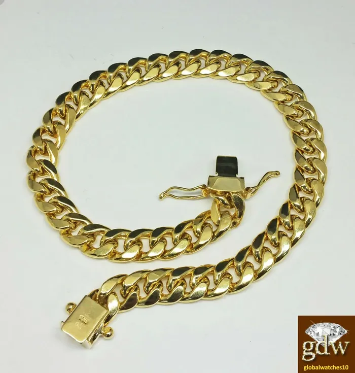 Bracelets Real 10k yellow Gold Miami Cuban Bracelet 9 Inch 7mm Box Lock Unisex Gold and Diamond Bracelets Real 10k yellow Gold Miami Cuban Bracelet 9 Inch 7mm Box Lock Unisex Gold and Diamond