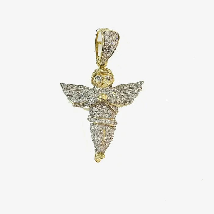 Charm Necklaces Globalwatches10 Real 10k Gold Diamond Mens Praying Angel Charm Pendant real genuine Diamonds Charm Necklaces Globalwatches10 Real 10k Gold Diamond Mens Praying Angel Charm Pendant real genuine Diamonds