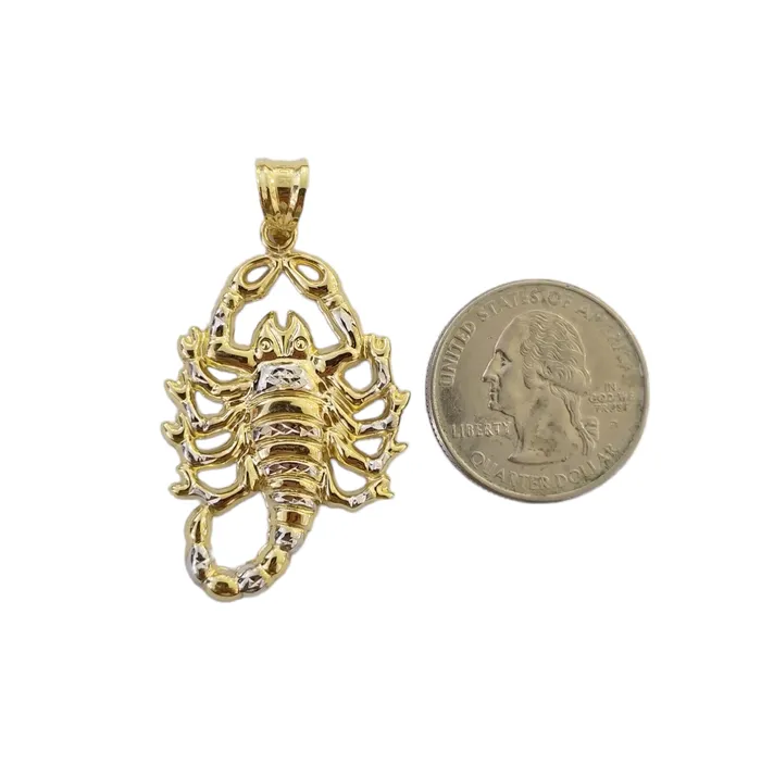 Charm Necklaces Globatwatches10 10K Yellow Gold Scorpion Charm Pendant Zodiac Sign Real 10kt
