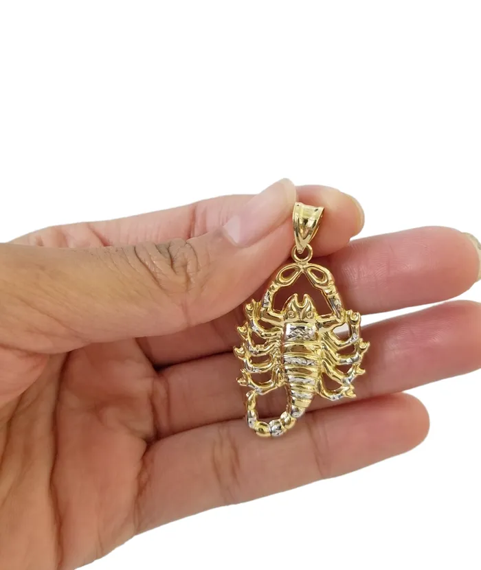 Charm Necklaces Globatwatches10 10K Yellow Gold Scorpion Charm Pendant Zodiac Sign Real 10kt