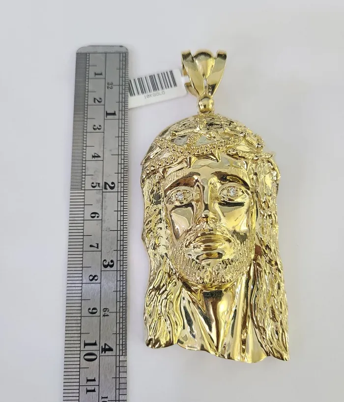 Charm Necklaces Gold and Diamond 10K Yellow Gold Jesus Head Pendent Charm 4 Inch Long For Mens Chain Real 10kt Charm Necklaces Gold and Diamond 10K Yellow Gold Jesus Head Pendent Charm 4 Inch Long For Mens Chain Real 10kt