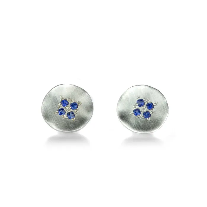 Earrings Adel Chefridi Sapphire Four Star Wave Studs