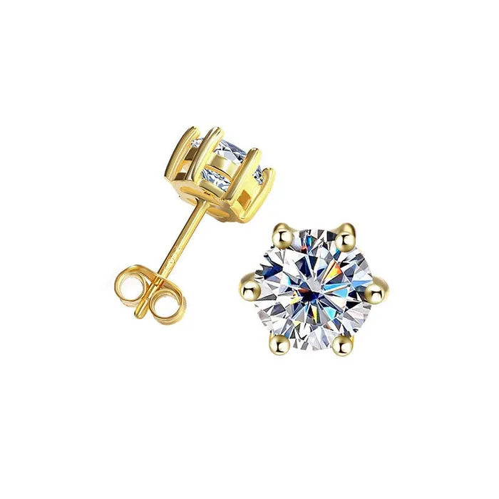 Earrings Bling Proud Moissanite Diamond Studs Earrings in 14K Gold 8mm