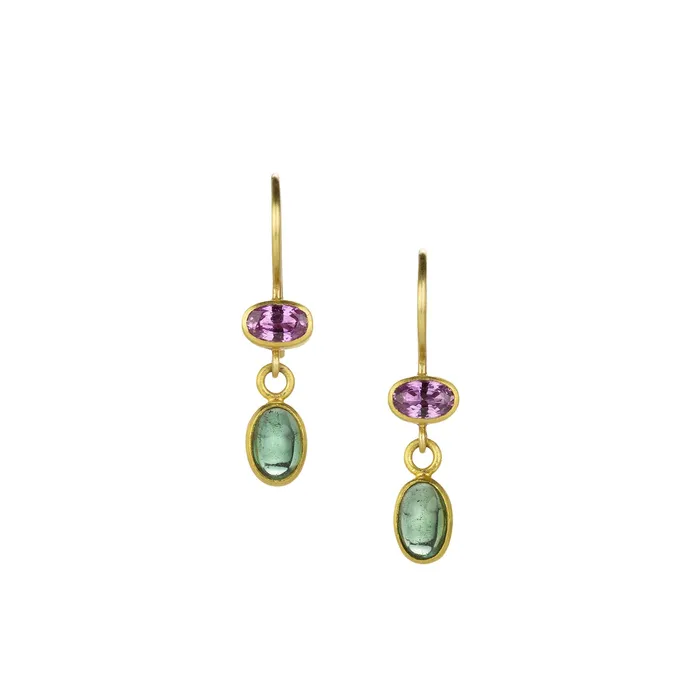 Earrings Mallary Marks Sapphire and Tourmaline Bon Bon Earrings