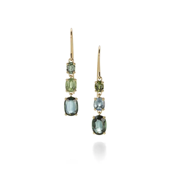 Earrings Nicole Landaw Three Drop Montana Sapphire Earrings