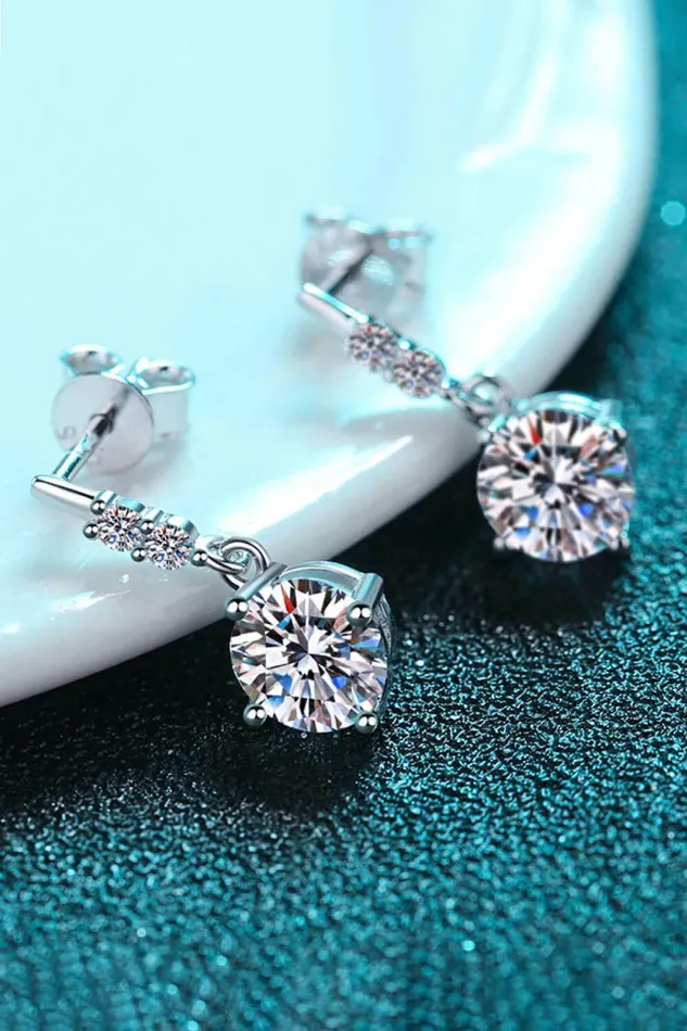 Earrings Trendsi 1 Carat Moissanite Drop Earrings