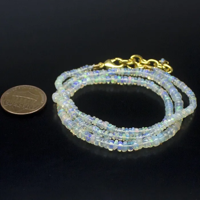 Ethiopian Opal Smooth Rondelle Beads Gold Vermeil Necklace 18 2mm 4mm Beads Supplies USA Necklaces Ethiopian Opal Smooth Rondelle Beads Gold Vermeil Necklace 18 2mm 4mm Beads Supplies USA Necklaces