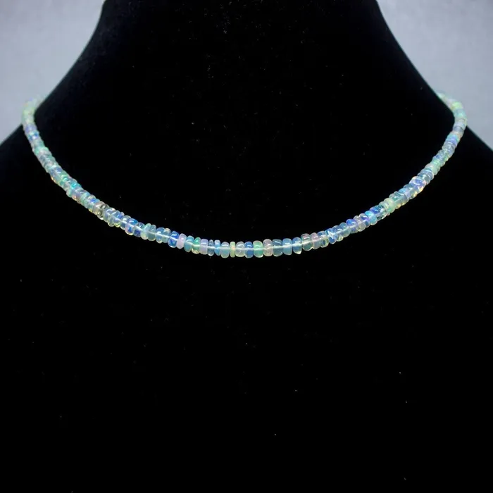 Ethiopian Opal Smooth Rondelle Beads Gold Vermeil Necklace 18 2mm 4mm Beads Supplies USA Necklaces