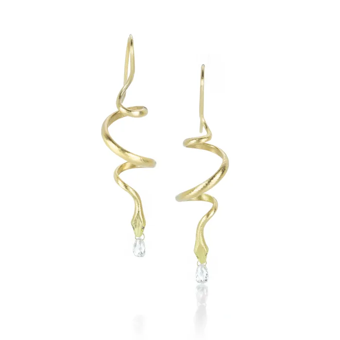 Gabriella Kiss Earrings Diamond Briolette Spiral Snake Earrings