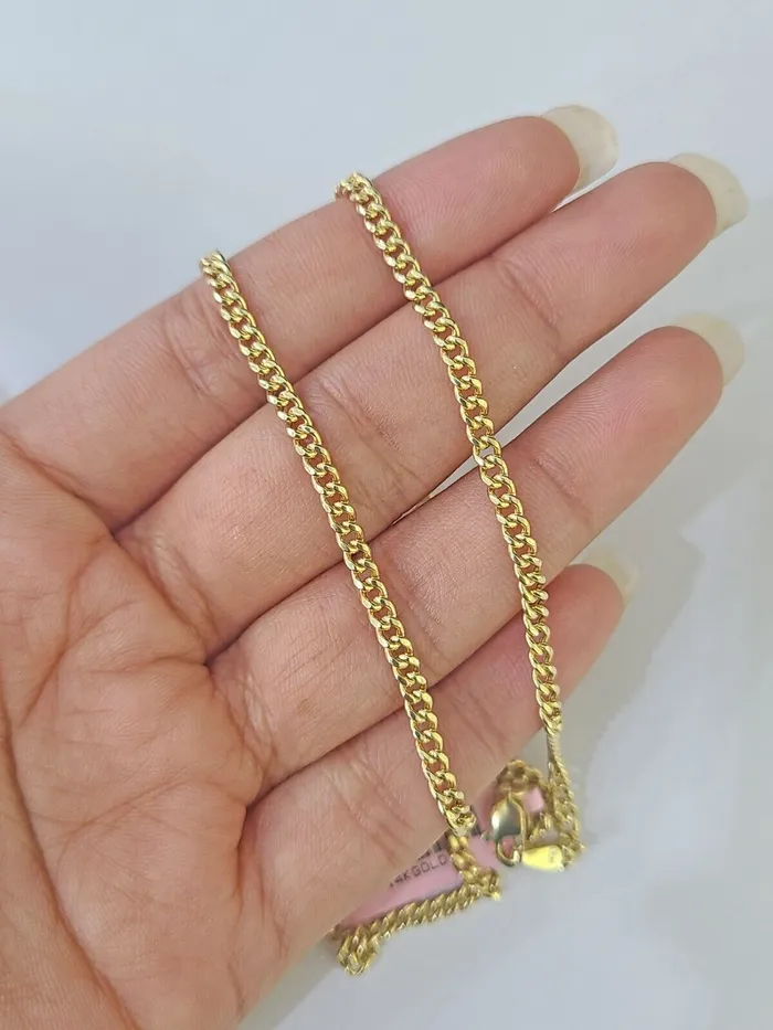 Globalwatches10 14k Yellow Gold Miami Cuban Link Chain Necklace 3mm 1826 Inches Real Necklaces