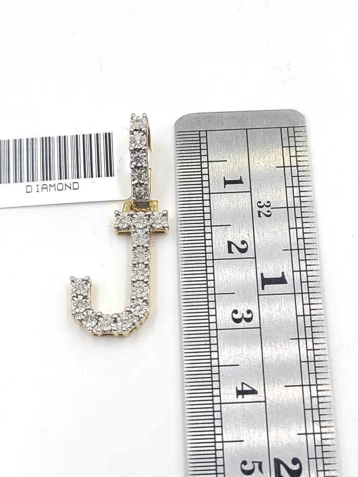 Globalwatches10 Charm Necklaces Real 10k Gold Diamond Letter J Initial Alphabet CharmPendant 125