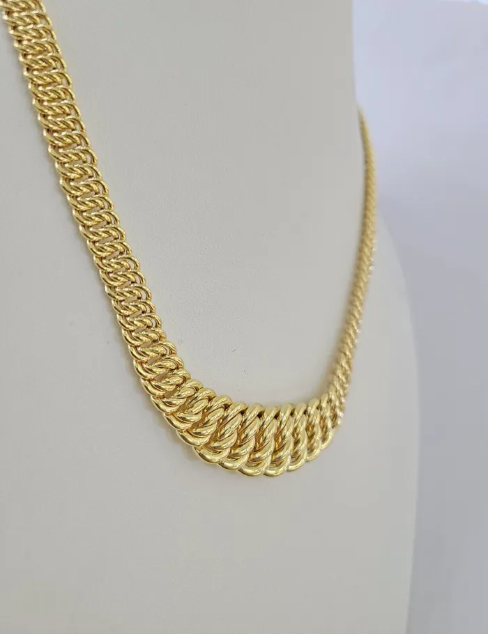 Gold and Diamond Bracelets 10K Gold Flat Byzantine Link Princesa Necklace Bracelet 7mm Real Yellow SET
