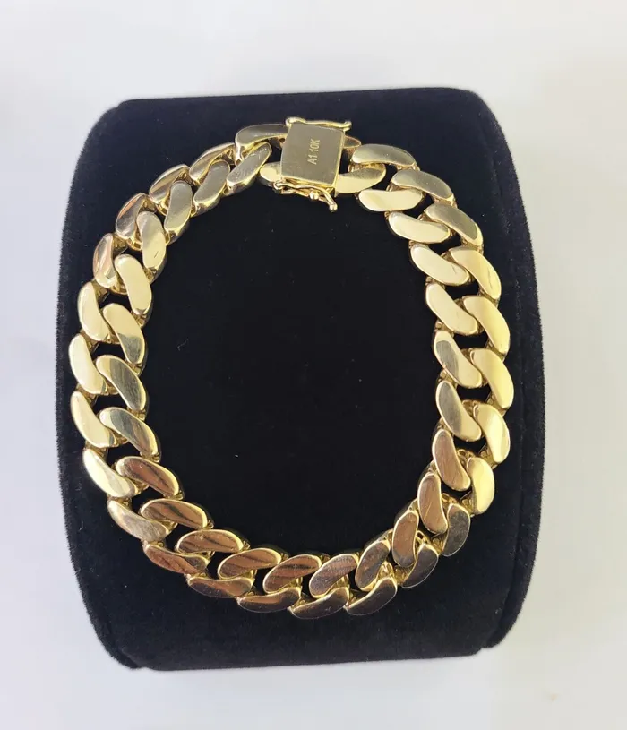 Gold and Diamond Bracelets Real 10K Royal Monaco Bracelet Yellow Gold 8 Box Clasp 11mm Genuine
