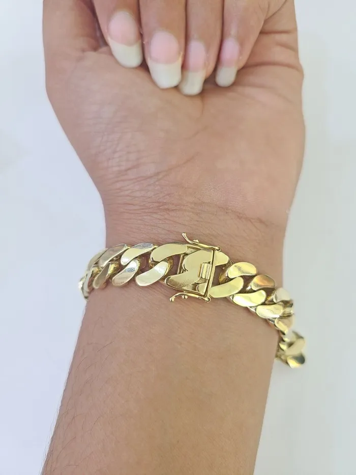 Gold and Diamond Bracelets Real 10K Royal Monaco Bracelet Yellow Gold 8 Box Clasp 11mm Genuine