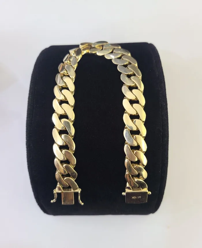 Gold and Diamond Bracelets Real 10K Royal Monaco Bracelet Yellow Gold 8 Box Clasp 11mm Genuine