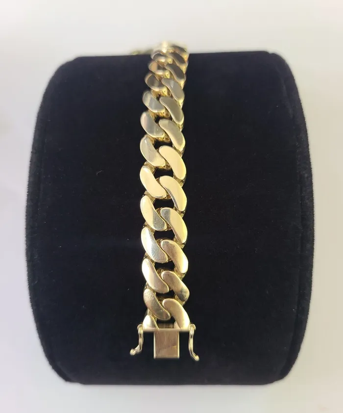 Gold and Diamond Bracelets Real 10K Royal Monaco Bracelet Yellow Gold 8 Box Clasp 11mm Genuine
