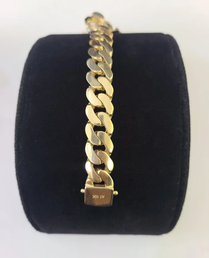 Gold and Diamond Bracelets Real 10K Royal Monaco Bracelet Yellow Gold 8 Box Clasp 11mm Genuine