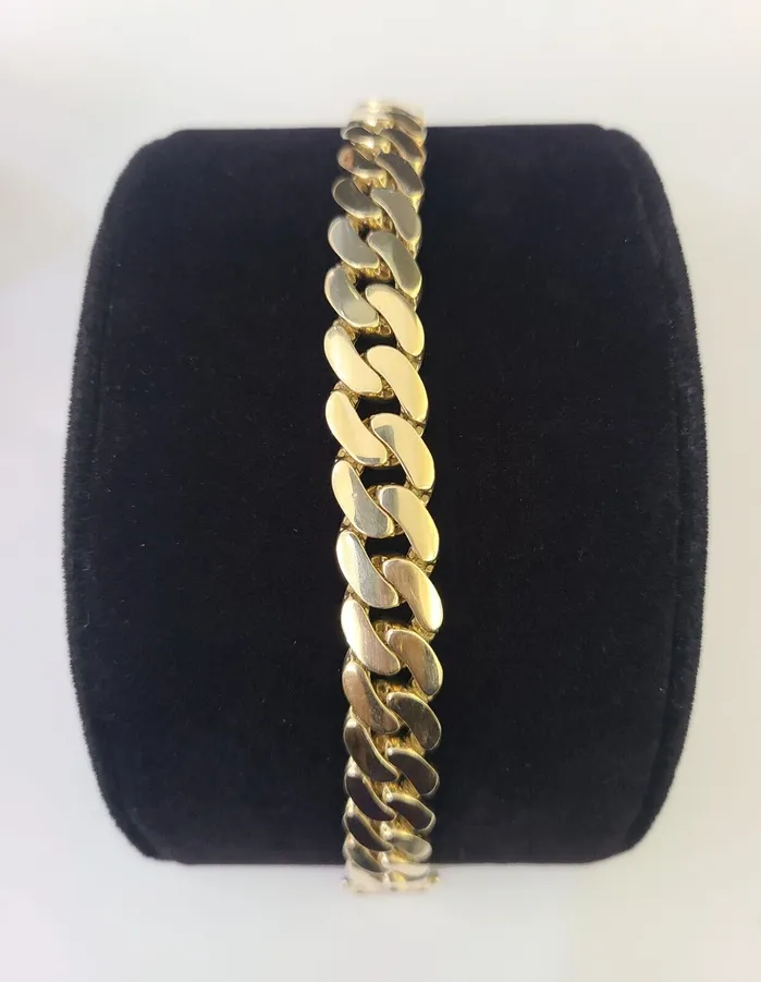 Gold and Diamond Bracelets Real 10K Royal Monaco Bracelet Yellow Gold 8 Box Clasp 11mm Genuine